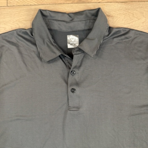 Callaway Men's Fine Line Stripe Gray Polo Shirt Short Sleeve - Picture 5 of 12